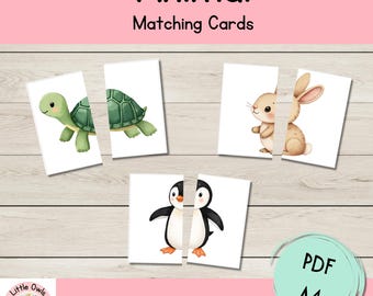 Dieren matching game voor kinderen, boerderijsafari matching activiteit, dieren spellen, peuter matching activiteit, leermap, voorschoolse centra