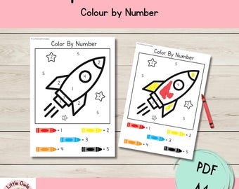 Colour By Number, Space Preschool, What Comes Next, Pattern Activity, Complete the Pattern, Space Busy Book, Rocket Coloring Page