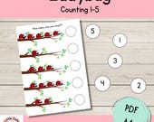 Counting Worksheet, Ladybug theme, Counting, Early math's, Homeschool Materials, Learning Binder, Preschool