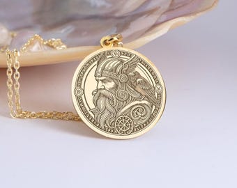 Sterling Silver  Odin Necklace: Norse Viking Pendant, Silver Jewelry