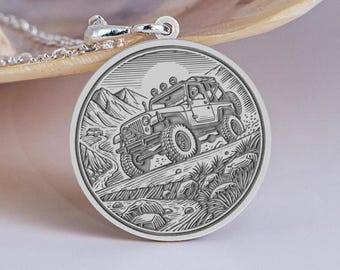 Sterling Silver Jeep Necklace – Off-Road Vehicle Medallion