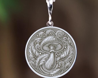 Sterling Silver Mushroom Necklace: Forest Totem Pendant, Nature Magic Jewelry