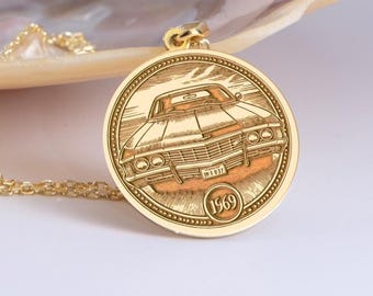 Sterling Silver  1969 Chevy Impala Medallion Necklace: Classic Car Jewelry