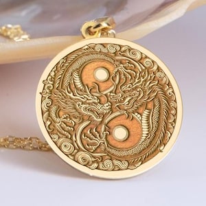 Sterling Silver Yin Yang Dragon Necklace: Chinese Mythology Jewelry