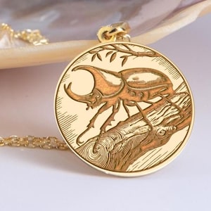 Silver Rhinoceros Beetle Necklace , Rhinoceros Beetle Pendant, Egyptian Beetle , Rhinoceros Pendant , Scarab Beetle, Bug Necklace