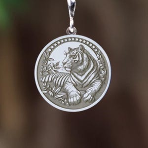 Tiger  Necklace, Animal Pendant, Tiger Medallion, Wild Cat Lovers Gift, Animal Totem Medallion, Jungle Spirit Necklace, Big Cat Medallion