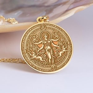 Sterling Silver  Venus Medallion Necklace: Greek Goddess Aphrodite Pendant