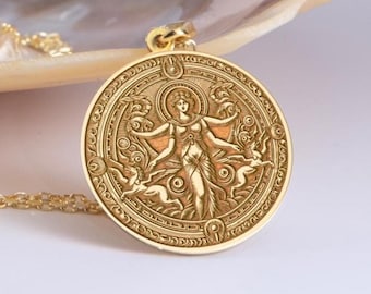 Sterling Silver  Venus Medallion Necklace: Greek Goddess Aphrodite Pendant