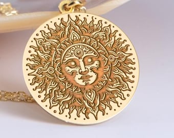 Sterling Silber Azteken Sonnengott Halskette: Antiker Geist Medaillon