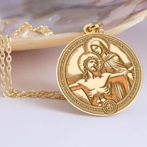 Silver Jesus Necklace, Virgin Mary and Jesus Pendant, Gift For Mom,Religious Icon Necklace, Christian Charm, Christian Necklace Gift