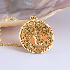 Silver Guitar Necklace, Unique Guitar Charm, Rock Jewelry, Guitar Player Gift, Gift for Music Lover, Gothic Guitar Necklace