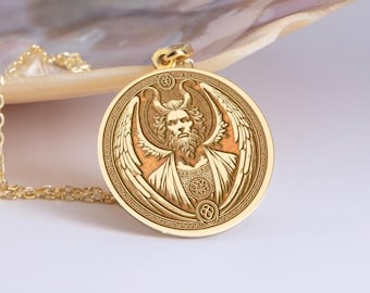 Sterling Silver Asmodeus Medallion Necklace: Satanic Occult Jewelry