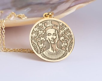 Sterling Silver Nefertiti Pendant Necklace: Ancient Egyptian Jewelry