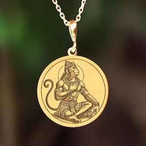 Sterling Silver Hanuman Pendant: Hindu Monkey God Necklace