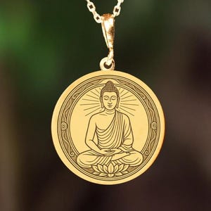 Silver  Buddha Necklace, Yoga Necklace, Spiritual Meditation Pendant, Mindfulness Necklace, Buddhist Jewelry