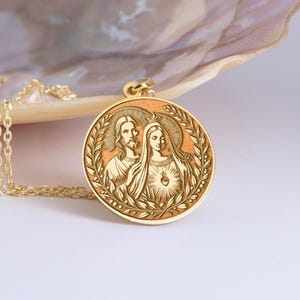 Silver Mary and Jesus Necklace, Christian Jewelry, Virgin Mary and Jesus Pendant, Christian Charm, Christian Necklace Gift