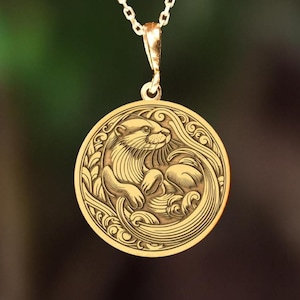 Silber Otter Halskette, Otter Schmuck, kleine Otter Medaillon, Geburtstagsgeschenk, Tier Halskette, Kinder Halskette, nette Geschenke, Geschenk für Kinder