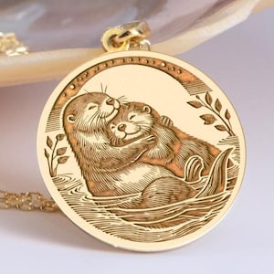 Silber Otter Halskette, Otter Schmuck, kleine Otter Medaillon, Geburtstagsgeschenk, Tier Halskette, Kinder Halskette, nette Geschenke, Geschenk für Kinder