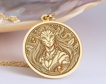 Sterling Silver Avatar Neytiri Medallion Necklace, Movie Lover Gift