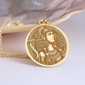 Silver Cleopatra Necklace, Ancient Egyptian Pendant, Cleopatra Necklace, Silver Kleopatra Jewelry, Egyptian Goddess Necklace