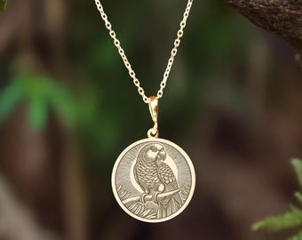 Sterling Silver Parrot Necklace: Tropical Bird Pendant
