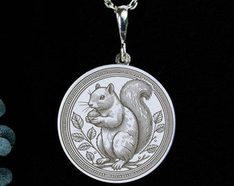 Sterling Silver Squirrel Necklace: Animal Medallion, Gift for Nature Lovers & Animal Totem