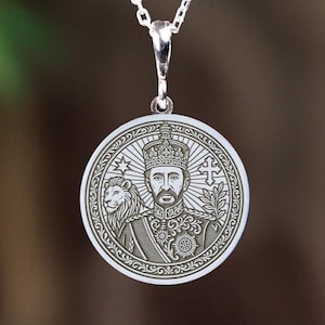 Sterling Silver Haile Selassie Lion Pendant Necklace: Rastafarian Jewelry