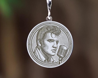 Sterling Silver Elvis Presley Medallion Necklace: Rock and Roll Legend