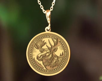Sterling Silver Moose Necklace: Forest Spirit Pendant, Canada Gift