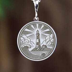 Sterling Silver Lighthouse Necklace: Nautical Sailor Pendant