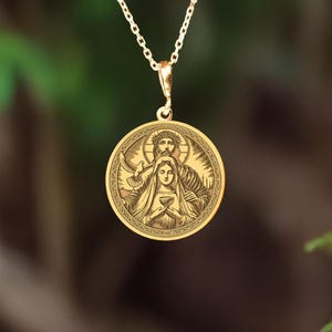 Silver Mary and Jesus Necklace, Christian Jewelry, Virgin Mary and Jesus Pendant, Christian Charm, Christian Necklace Gift