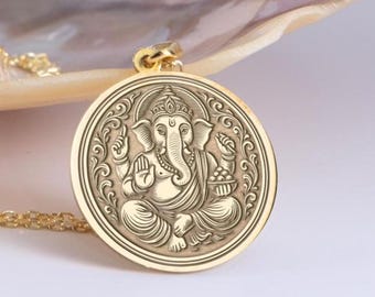Ganesha-halsband i sterlingsilver: Hinduiskt gudhänge, indiska smycken