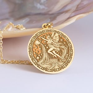 Silver Aquarius Necklace, Aquarius Zodiac Necklace, Silver Aquarius Pendant, Gold Horoscope Pendant, Unique Aquarius Necklace