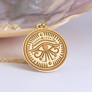 Sterling Silver  Eye of Horus Necklace: Ancient Egyptian Medallion