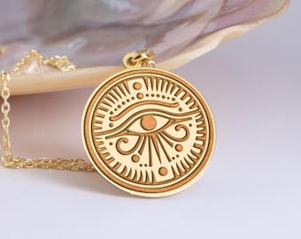 Sterling Silver  Eye of Horus Necklace: Ancient Egyptian Medallion