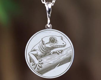 Collar de geco de plata esterlina: colgante tótem de animal espiritual del desierto