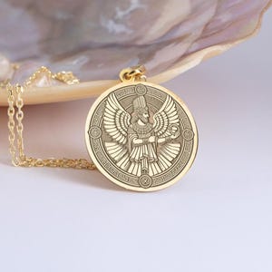 Colar de prata Ahura Mazda, pingente exclusivo Ahura Mazda, colar de deus persa, pingente com símbolo zoroastriano, pingente de Zaratustra