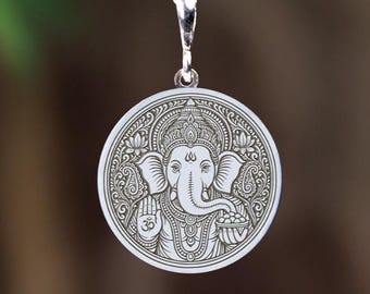 ガネーシャペンダントネックレス ヒンドゥー教の象の神 磁器ピューター