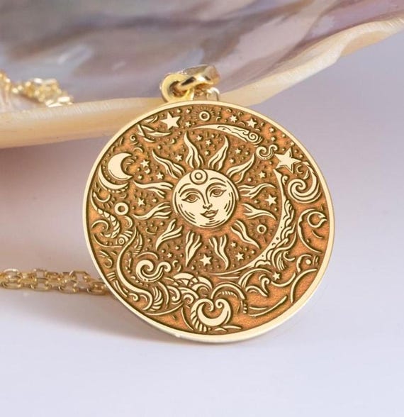 Silver Sun and Moon Necklace, Cosmic Balance Jewelry,astrology