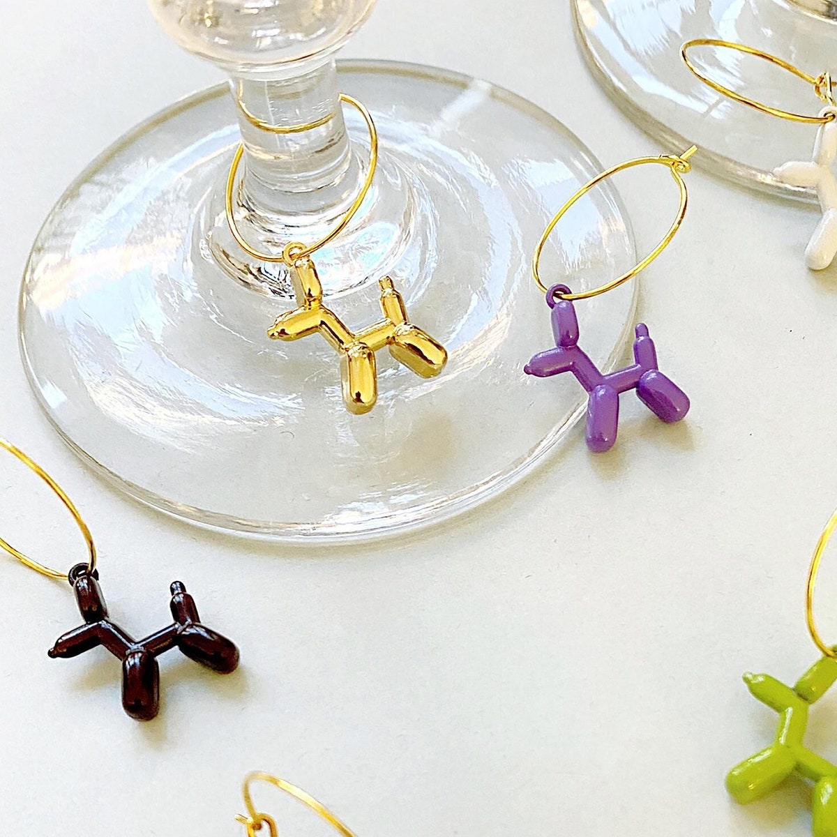 Pop Art Balloon Dog Wine Glass Charm Set Dog Lover Gift Animal Wine Glass Charm Set Pop Art Wine Charm Set Unique Animal Lover Gift - Etsy
