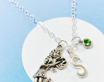 Collar de animadora personalizado con inicial y piedra de nacimiento, joyería de animadoras, regalo para animadoras, collar único con espíritu de equipo - J-AG009-7
