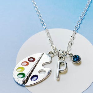 Artist Palette Charm Necklace, Creative Jewelry for Painters, Personalized Gift for Artists, Art Lover Pendant-J-AG019-3