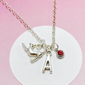 Personalized Cat Necklace with Initial and Birthstone, Cat Lover Jewelry, Custom Gift for Her, Unique Necklace for Pet Lovers-J-AG001-2