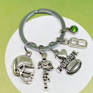 Personalized Football Keychain – Custom Helmet, Player & I Love Football Charm Gift with Monogram - K-MIX-AG009-15-17-18