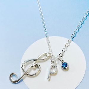 Musical Note Charm Necklace, Personalized Gift for Music Lovers, Music Teacher or Student Jewelry, Treble Clef Necklace-J-AG018-8