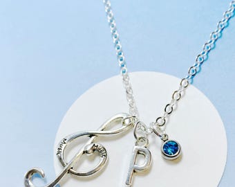 Colar com pingente de nota musical, presente personalizado para amantes da música, joia para professores ou estudantes de música, colar com clave de sol - J-AG018-8