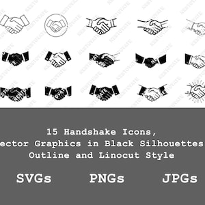Handshake Icon Set: Business Logo Clipart - SVG, PNG, JPG (Digital Download)