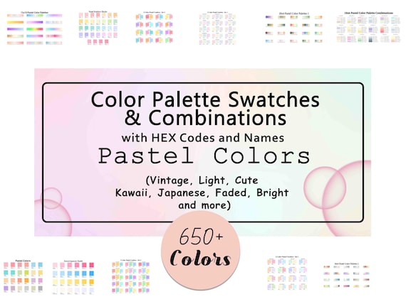Pastel Color Palette Combinations Bundle 650+ Colors W\d Hex Codes
