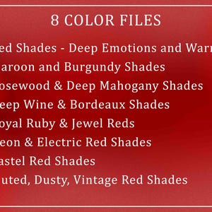 Red Color Palette Bundle 216 Shades With Hex Codes & Names | Light ...