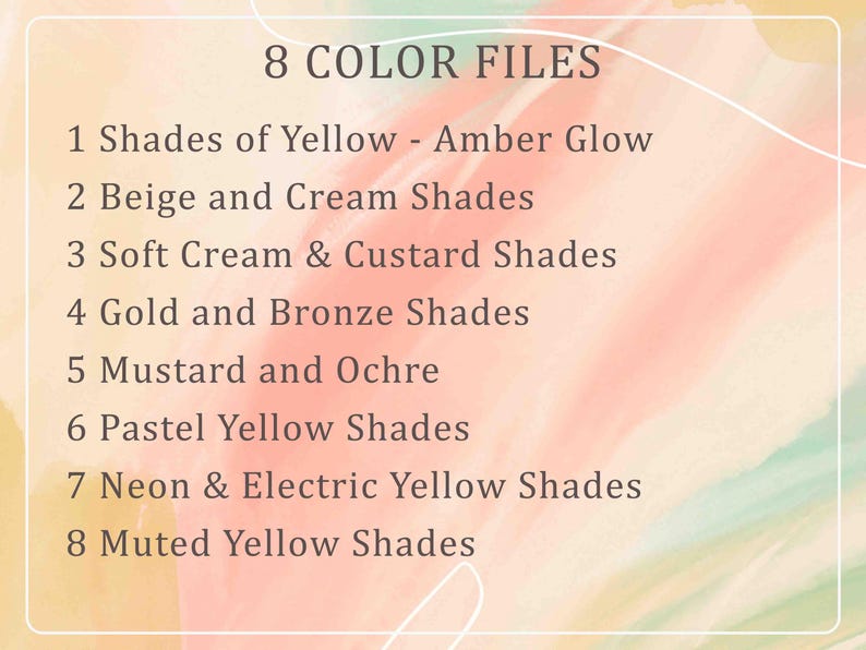 Yellow Color Palette Bundle 204 Shades With Hex Codes and Names | Beige ...